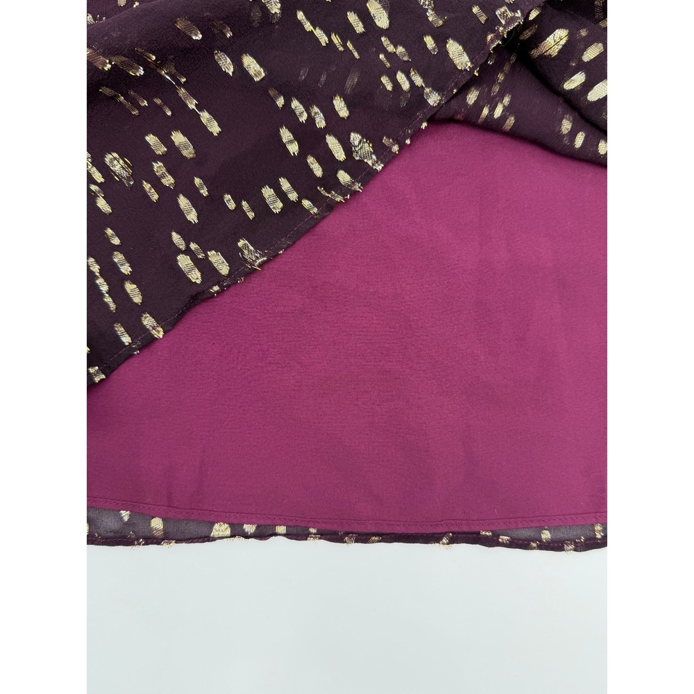 Lilly Pulitzer Purple Gold‎ Metallic Silk Blend Ruffle Cuff Shift Dress Small - Picture 6 of 10